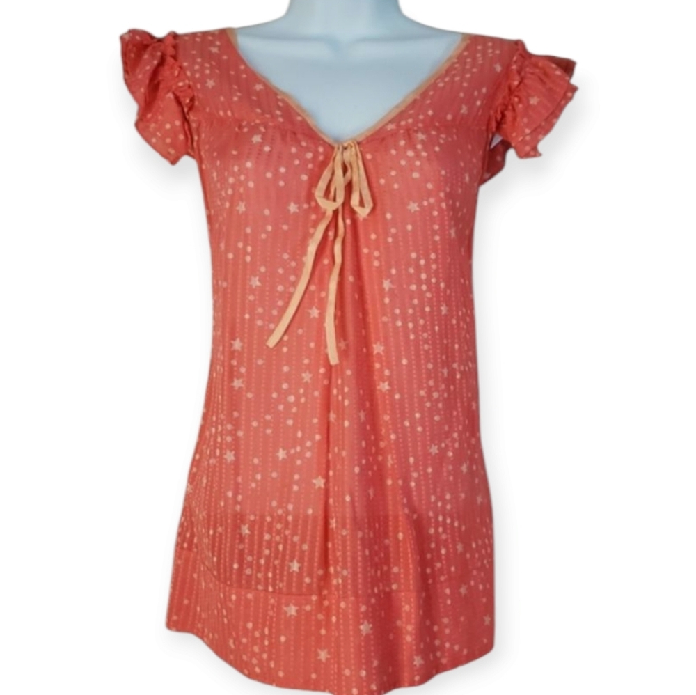 NWOT Marc Jacobs pink orange polka dot silk blend blouse Womens Large